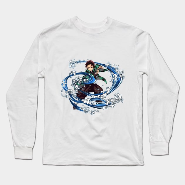 kimetsu no yaiba wikia demon slayer tanjiro manga covers design printing from the front and back Long Sleeve T-Shirt by black lynx